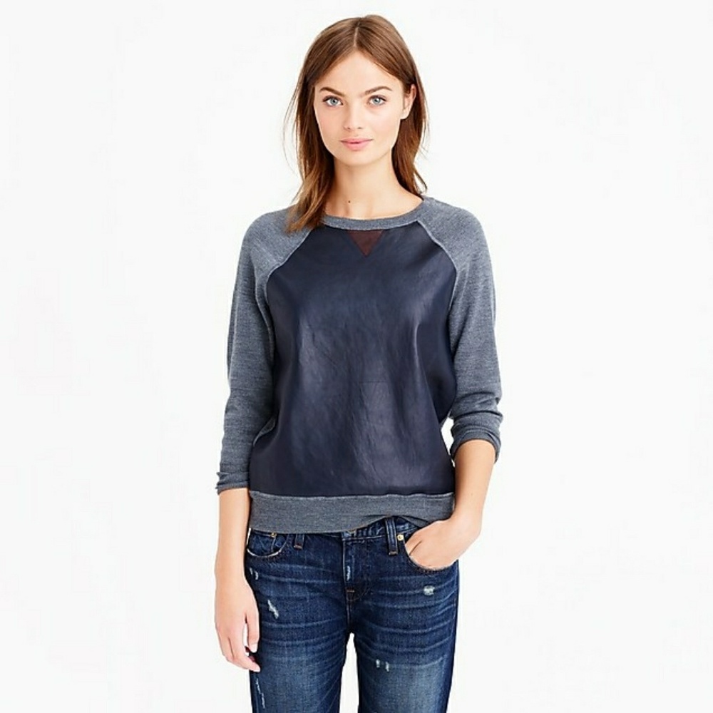 J. Crew Merino Wool Leather Front Sweater